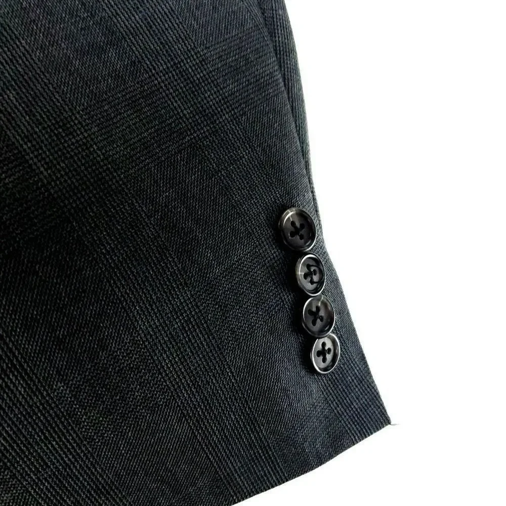 Hart Schaffner Marx 44L 2 Button Glen Check Wool‎